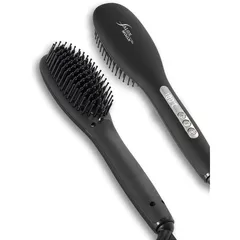 【 火傷防止設計 ブラシアイロン 】 SALONMOON サロンムーン イオン ナチュラル ストレート ヒートブラシ 31段階温度設定 デジタル温度表示 海外対応 約51秒で使用可 ミディアム から ロングヘア 専用