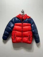 アディダス レッド/ネイビー フード ダウン ジャケット 130