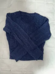 ) <ably><ブランド><ヴィンテージ> ネイビー クロップドニット