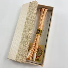 【美品】 帯締め 名品 無形文化財 有職組紐 道明 薄オレンジ 正絹 和装小物  【中古】