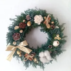 花材たっぷりシックなクリスマスリース🌲約29cm 2025No.47