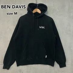 BEN DAVIS ベンデイビス M 黒 プルオーバー パーカー スクリプトロゴ 刺繍 フーディー ワーク ★ ◇■