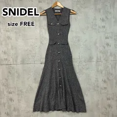 SNIDEL スナイデル SWNO254133 美シルエット リブニットワンピース Vネック ノースリーブ グレージュ系 金釦 ミモレ丈 ロング丈 フリーサイズ ★ ◇■