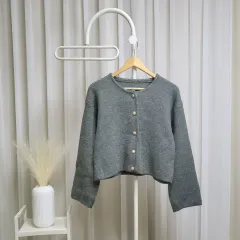 ジャケットst アンド アンティーク ボタン ウールカーディガン グレー (ウール50%)