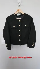 ブラック ツイード ゴールド ボタン ジャケット M