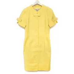 HANAE MORI(ハナエモリ) ワンピース サイズ9A3 レディース - イエロー 半袖/ロング/リボン/花柄