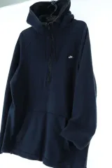 (XL) NIKE ナイキ フード付きTシャツ ネイビー アノラック ハーフジップ テックパック-15F07