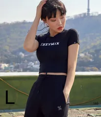 166 XA5203T クロップド丈 半袖 ブラック　L ゼクシィミックス　XEXYMIX