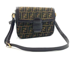 ■美品■稀少■FENDI フェンディ　ズッカ　ショルダーバッグ　カメラバッグ　キャンバス×レザー　ロゴ総柄　ブラウン　イタリア製　肩がけ　レディース　ラグジュアリー　高級　ハイブランド　オールドフェンディ