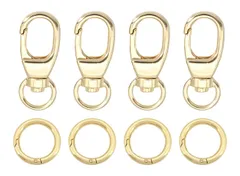 アクセサリーパーツ キーホルダーパーツ 手芸用品 手作り 丸カン DIY材料 丸型回転フック ワンタッチキーホルダー金具 ４個セット (20mm(外径) 二重リング キーホルダー 金) ナスカン aninako