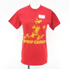 ディズニー Disney グーフィー 半袖 Tシャツ カットソー S 赤系 レッド プリント タグ付