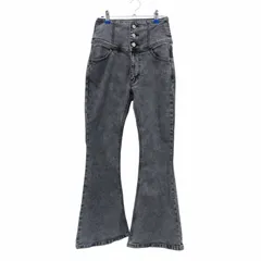 ウィゴー WEGO 美品 24SS ハイウエストストレッチフレアデニムパンツ ウォッシュド加工 グレー S