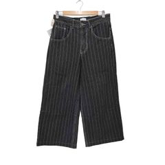 SCHOTT デニムパンツ 32 ブラック ストライプ - メルカリ