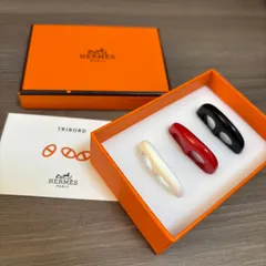 ▪️【極美品】エルメス HERMES スカーフリング シェーヌダンクル ラッカーウッド ブラック/ホワイト/レッド レディース