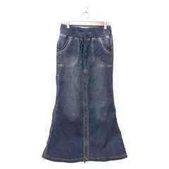 デニムフレアスカート ファー付きベルト　GENUINE VINTAGE GOA デニムフレアスカート ファー付きベルト GENUINE VINTAGE GOA