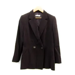 コルディア CORDIER テーラードジャケット ミドル丈 ダブルボタン 総裏地 無地 40 L 茶 ブラウン /SY22