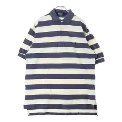 POLO RALPH LAUREN (ポロラルフローレン) 刺繍ロゴ コットン ボーダーポロシャツ 半袖シャツ ホワイト/グレー