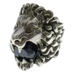 GUCCI (グッチ) メタル ストーン ライオンヘッド リング シルバー