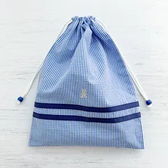 マリン好きさんに☆ブルーギンガム体操着袋　入園・入学準備に