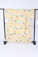 小紋　新品未使用品　黄　赤　黒　茶　グリーン　花　雪輪　疋田　B1215