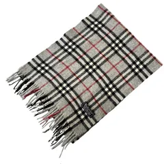 古着 バーバリーズ Burberrys マフラー クリーニング済み ノバチェック柄 ラムズウール100％ イングランド製 ライトグレー 男女兼用