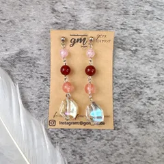 【SALE】ピンク×オーロラロングピアス［サージカルステンレス］※イヤリング変更可能