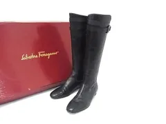Salvatore Ferragamo フェラガモ ヴァラ レザー ロングブーツ 表記サイズ 4 (約21cm) 靴 シューズ レディース ブラック系 DK1396