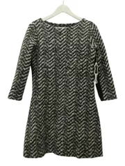 YUKI TAKASE ユキタカセ ニットワンピース チュニック ヘリンボーン ブラック ホワイト 黒 白 9号