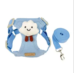 新品 雲型 ブルーコットン ハーネス リードセット 小型犬 ねこ S かわいい スマイル曇リードセット  可愛い ハーネス 犬用ハーネス  中型犬 おしゃれ  脱げない 胴輪   はーねす 首輪 子犬 超小型犬 成犬 いぬ イヌ ワンチャン ネコ ねこ