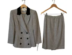 RE330【美品】pierre cardin ピエールカルダン　スカートスーツ　セットアップ　タグ付き　レディース　ブラック　黒　総柄　サイズ9