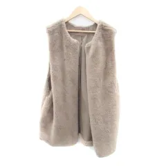 アルマデザイン AlmaDesign フェイクファーベスト ミドル丈 前開き M 茶色 ブラウン /HO7