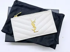 SAINT LAURENT　サンローラン　YSLロゴ　カサンドラ　フラグメントケース　ベージュ系　コインケース　カード　607915