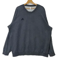 adidas アディダス 裏起毛 ヘンリーネック スウェット トレーナー 長袖 ワンポイント刺繡 オーバーサイズ ビックシルエット カンボジア製 3XLサイズ グレー