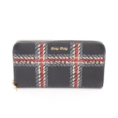ミュウ ミュウ Miu Miu ラウンド長財布 5ML506 ブラック/マルチ レザー ラウンド長財布 レディース Used Aのサムネイル
