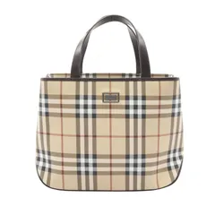 バーバリー BURBERRY ハンドバッグ ノバチェック ベージュ PVCコーティングキャンバス レザー ノバチェック ハンドバッグ レディース Used B
