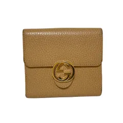 GUCCI(グッチ) Wホック財布 インターロッキングG 615525 ライトブラウン レザー