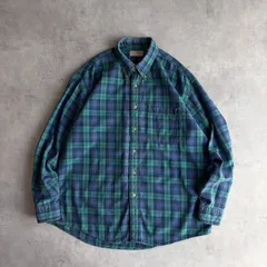 80s〜90s/L.L.Bean/エルエルビーン/BDシャツ/USA製/アメリカ製/長袖/オックスフォード生地/デニム風/ボタンダウン/タータンチェック/格子柄/L/jmaple