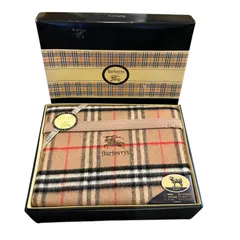【管2511-298】Burberrys バーバリー ラムMIX 純毛毛布 140×200cm BB 001 FST 1501180 ノバチェック ベージュ 箱付き（西川産業）ホースロゴ刺繍 寝具