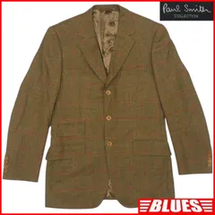 Paul Smith COLLECTION テーラードジャケット M 英国生地 チェック柄 E.THOMAS ブレザー スーツ 茶 ウール メンズ テーラードジャケット_サイズM一覧←SEULB屋着古← TY4136