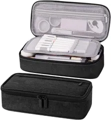 Hollyon ペンケース 筆箱 大容量 シンプル おしゃれ 高校生 女子 男子 筆入れ 中学生 小学生 文房具 収納 多機能 軽量 小物入れ ポーチ 持ち運び 便利 ギフト (ブラック)