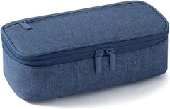 Hollyon ペンケース 筆箱 大容量 シンプル おしゃれ 高校生 女子 男子 筆入れ 中学生 小学生 文房具 収納 多機能 軽量 小物入れ ポーチ 持ち運び 便利 ギフト (ブルー)