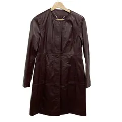 MAX&CO.(マックス&コー) コート サイズ38 S レディース - ボルドー 長袖/レザー/ジップアップ/秋/冬