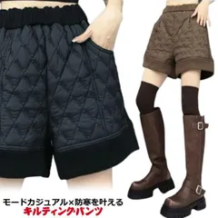 キルティング ショート パンツ あったかい 蓄熱 レディース ハーフパンツ ショートパンツ 秋冬 ワイドパンツ 冬パンツ 中綿パンツ ハイウエスト キルティングパンツ 大きサイズ 暖かい ボトムス パ#dongdong8039