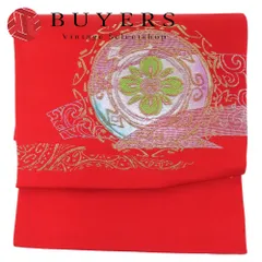 【中古】 その他帯 文化帯 造り帯 化学繊維 レッド ゴールド マルチカラー お太鼓 枕付き 和装 呉服 和服 きもの レディース 女性