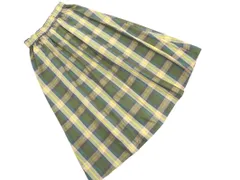 nano universe ナノユニバース チェック ロング スカート sizeF/ベージュｘ緑 ■■ レディース