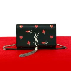 YSL イヴサンローラン チェーンショルダーバッグ リップ柄 ブラック系 