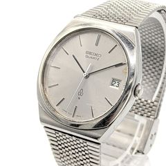 SEIKO 4122-8000 Watch Quartz Men's Round Silver Date Y2K 00S Not