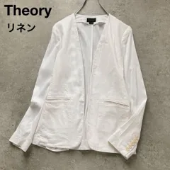 セオリー カラーレスジャケット ノーカラージャケット ストレッチリネン 一枚仕立て ホワイト 白 2サイズ Theory