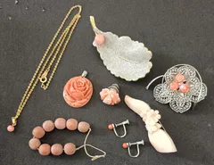 訳あり　アクセサリー　ビーズまとめ売り　珊瑚　珊瑚風