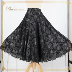 社交ダンス 衣装 スタンダード スカート レッスンウェア 女性用 レディース オールシーズン SEKINE セキネ 黒 ブラック系 花柄 練習着 社交ダンス スカート ブラック 花柄 練習着 フローリング ダンスレッスン パーティー衣装 薄手 春夏秋冬 上質